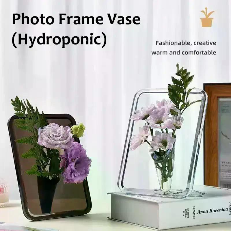 Frame Flower Vase - Clear Acrylic Vase For Flowers, Modern Art Vases For Home Decor, Decorative Vases For Desktops Bookshelf