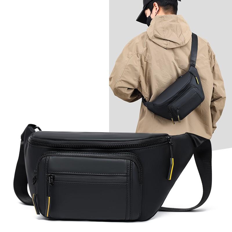 

Новая поясная сумка мужская для отдыха, спорта, улицы, нагрудная сумка, универсальная плечевая сумка-мессенджер, большая вместимость, нагрудная сумка 35*21*12 чёрный