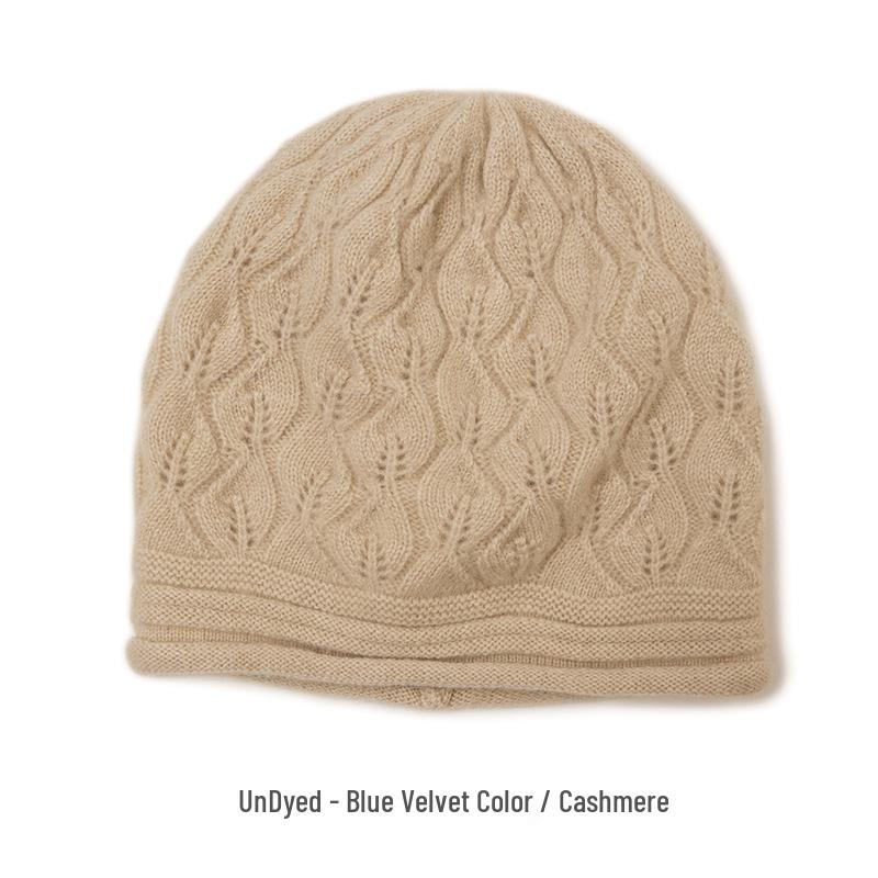 Kangsai Ni Women's 100% Cashmere Cable Knit Beanie - Warm, Fashionable, Versatile Solid Color Hat