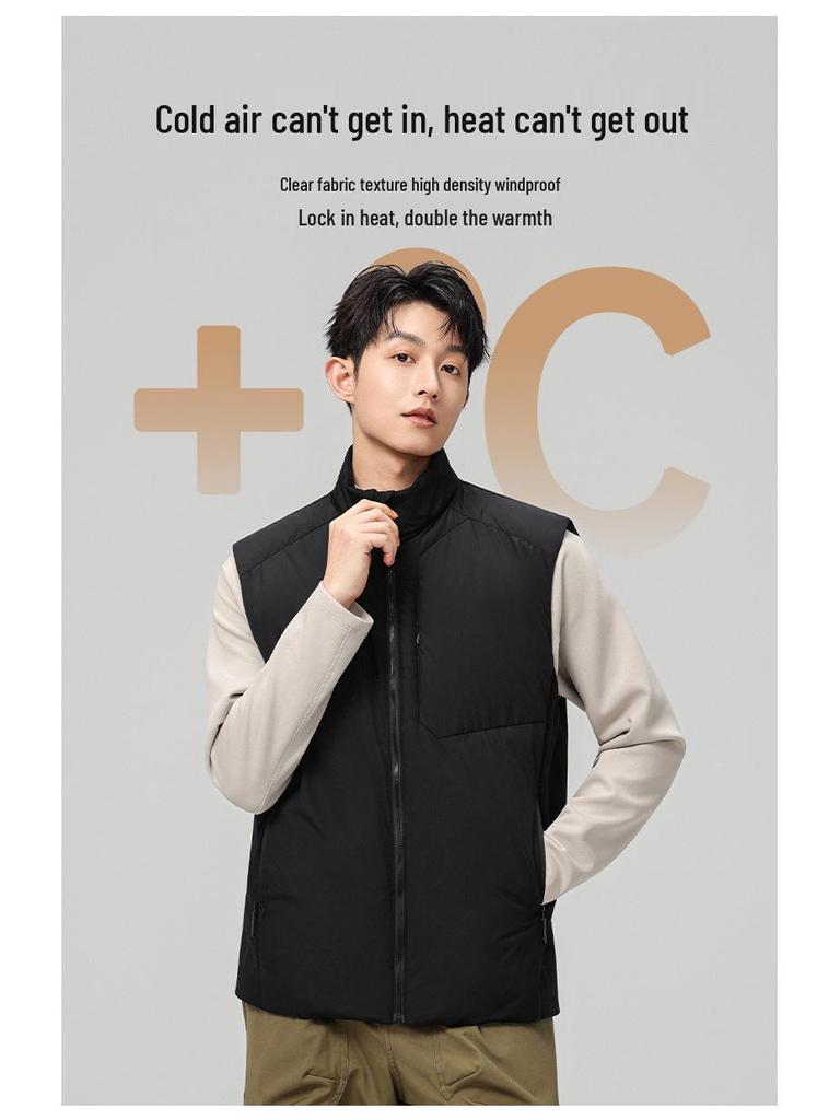 Men's High-Quality Double Zipper Outdoor Down Vest - Thickened Warm Sleeveless with Stand Collar.