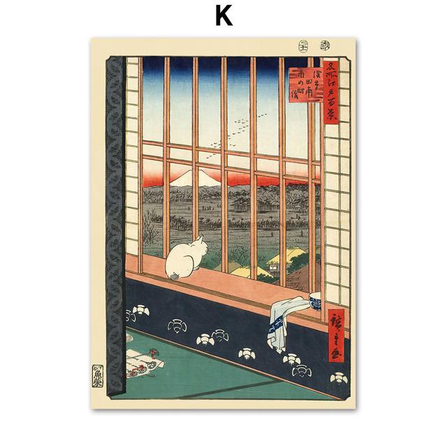 Nordic Japan Ukiyo Sumo Geisha Fuji Edo Period Wall Art, Canvas Painting, Posters and Prints, Pictures for Living Room Decor