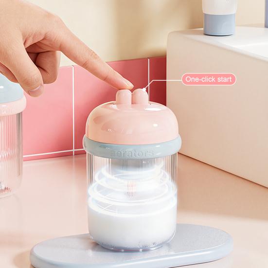 Electric Frother, Bunny Ear Design Food-Grade Foam Cleaner, Portable Face Lathering Tool, Safe Portable Travel Face Cleanser Tool