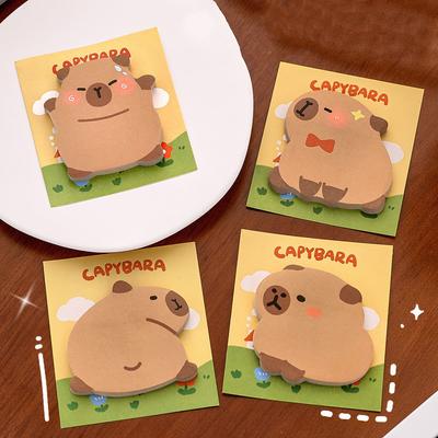 1 -4pcs Sticker Cute Kawaii Animal Sticky Notes Notepad Memo Pads Office School Supplies Stationery Capybara Bookmark