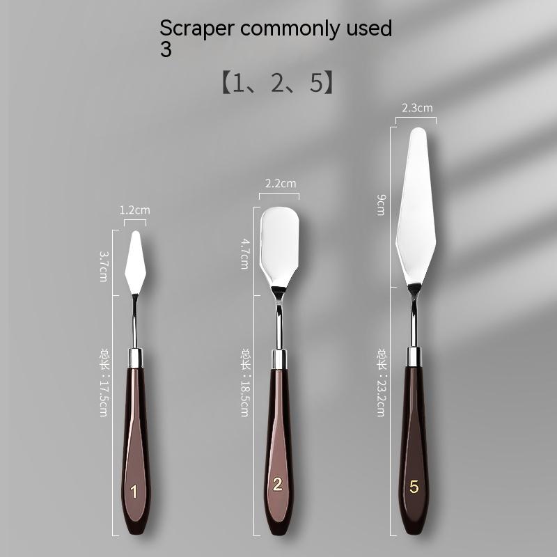 Art Spatula Set Soft Paint Oil Painting Wooden Handle Palette Knife Set Gouache Painting Spatula Stainless Steel Scraper Tool