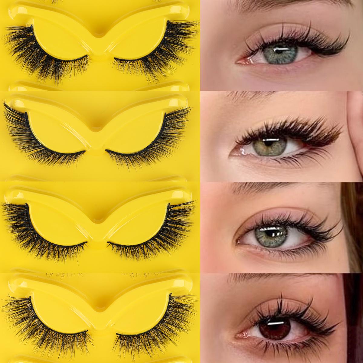 

Five-Pair Set of Thick, Curly, 3D Fox-Eye Cat-Eye False Eyelashes