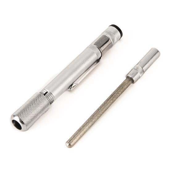 Pen Type Portable Hook Sharpener, Heavy Duty Metal Fishing Hook Sharpening Tool, Cutter Sharpener Rod with Clip, Fishing Accessories