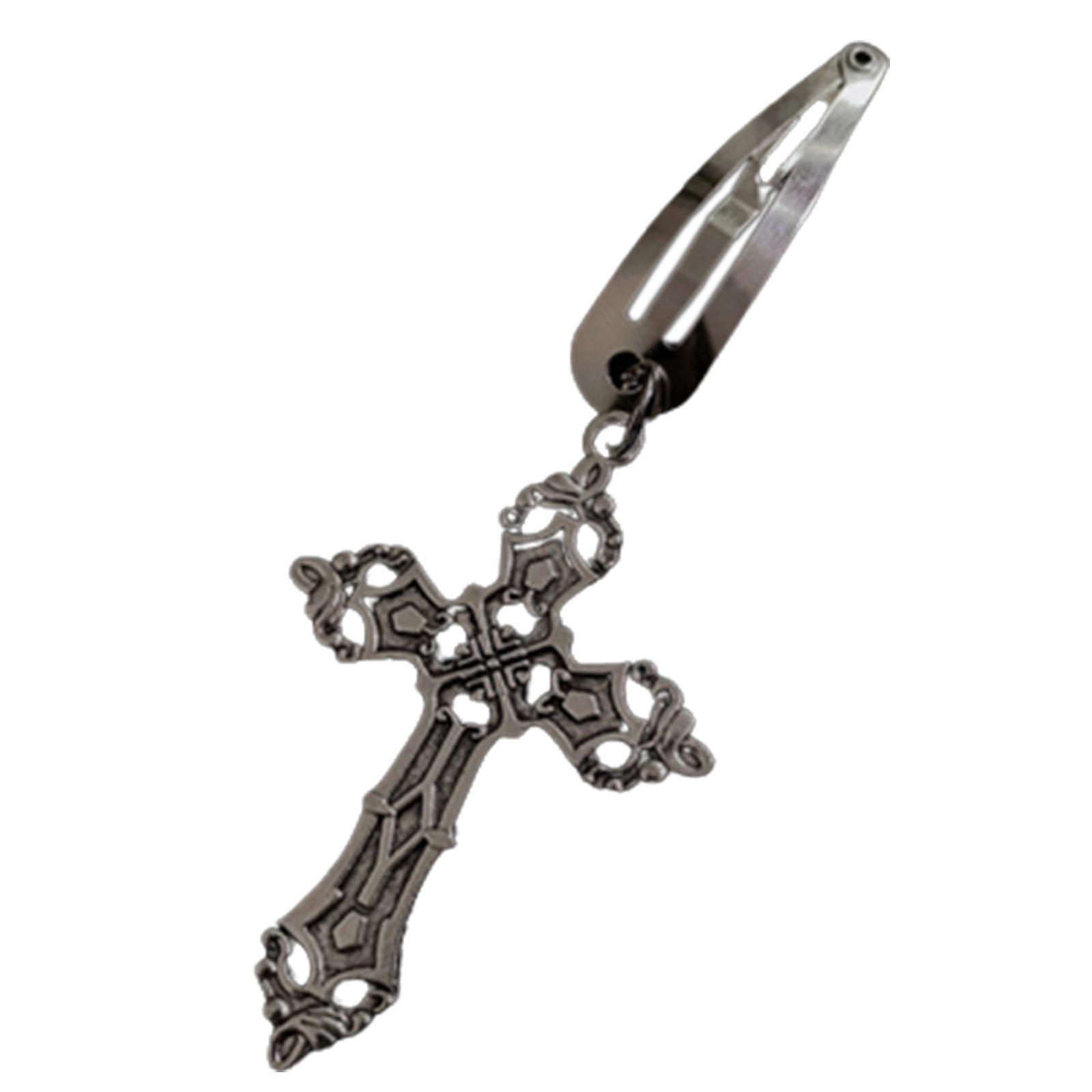 

1 пара металлических заколок для волос, сплав, распятие, заколка для волос, субкультура, заколки для волос, нескользящие, для подростков, девочек, крутые украшения для волос 3