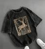 T-shirt Graphique Sirène Lavage Acide Style Vintage Rétro Streetwear Haut Coton Lavé Style Harajuku Hip Hop Décontracté