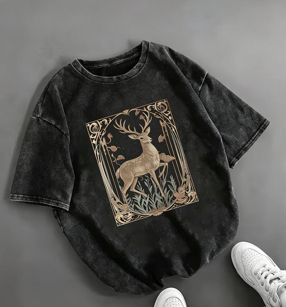 T-shirt Graphique Sirène Lavage Acide Style Vintage Rétro Streetwear Haut Coton Lavé Style Harajuku Hip Hop Décontracté