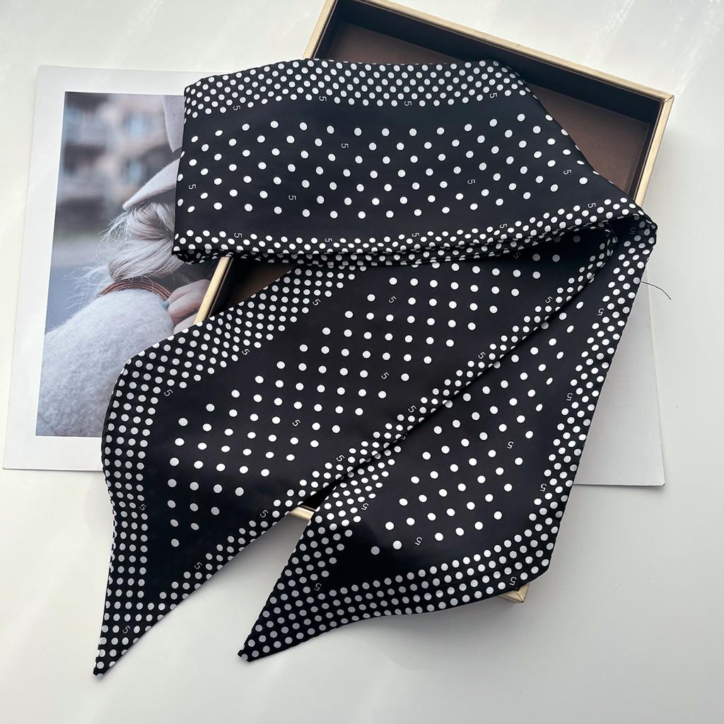 Polka Dot Print Skinny Scarf For Women Luxury Hair Band Soft Stain Silk Ribbon Tie Neck Bag Scarf Fashion Wrist Belt Neckerchief