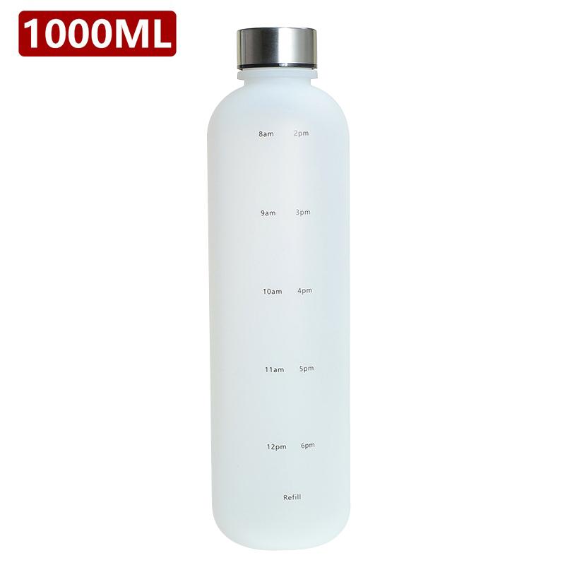 1l Water Bottle With Time Marker Gradient Frosted Plastic Cups Motivational Reusable Fitness Sports Outdoors Leakproof Bpa Free