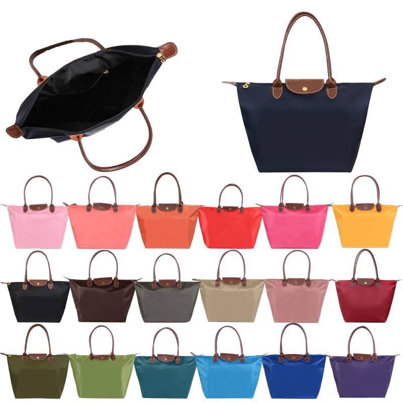 Borsa a tracolla pieghevole in nylon da donna, impermeabile e pratica, borsa portaoggetti per sport, fitness, shopping e regali, colore Rosso Vino, Rosso, Viola