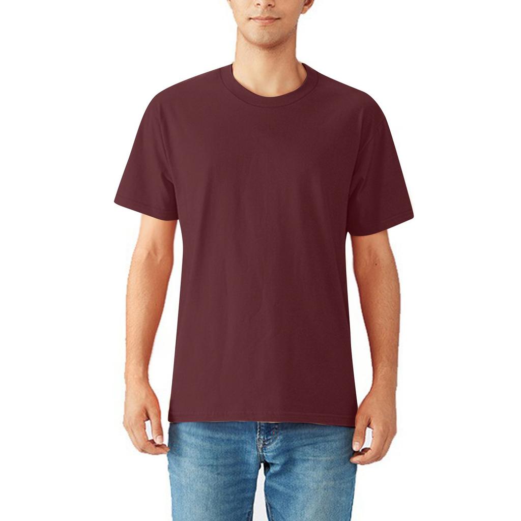 Lockeres einfarbiges Rundhals-T-Shirt gekämmte Baumwolle Herren Kurzarm