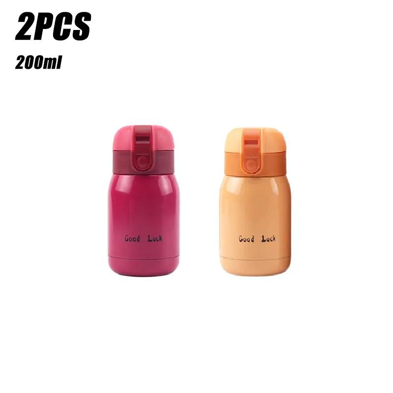 1-2PCS New Design Small Mini Pop-up Lid Portable Double Wall Insulated Stainless Steel Water Bottle For Kids