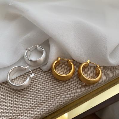 Hand Brushed Matte Simple Earrings Versatile Niche Design High Sense Trend Non-Collision Trendy Earrings Women