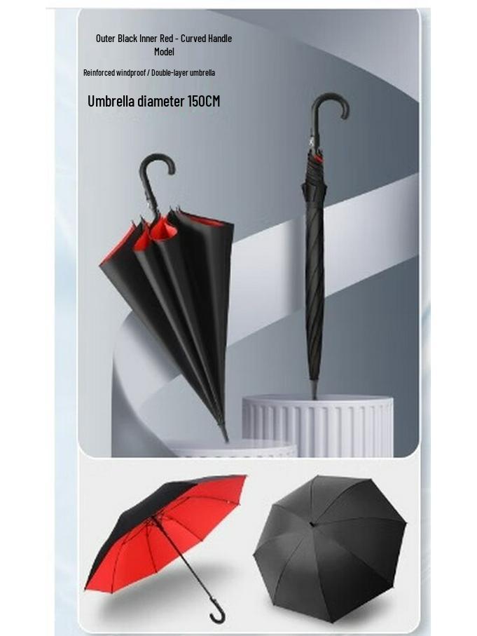 Мужской автоматический большой зонт с длинной ручкой