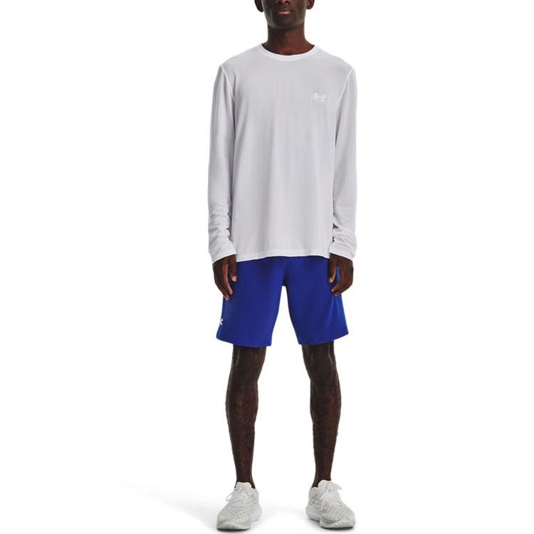 Under Armour Solid Color Crew Neck Long Sleeve T-Shirt Men Tops White 1375693-100