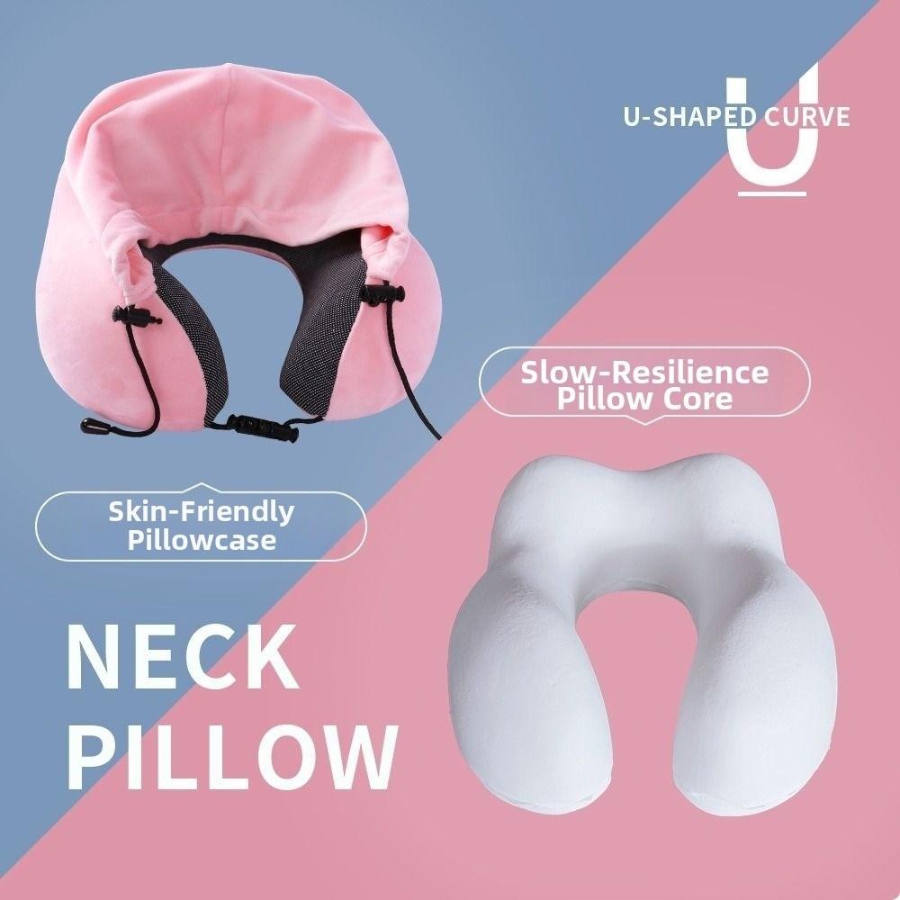 Soft Sponge Travel Neck Cushion Washable Cover Hooded Neckrest Pad Neck Pillow with Cap  Travel Use