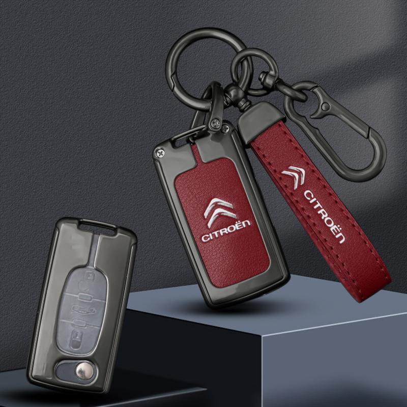 Zinc Alloy Leather Car Flip Remote Key Case Cover Protector Shell Fob Auto Accessories For Citroen C1 C2 C3 C4 C5 XSARA PICA