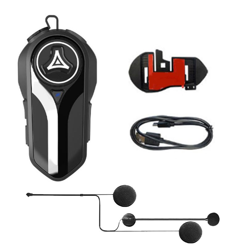 BT5.0 Motorcycle Headset Outdoor Riding Waterproof Headset +Noise Reduction Half Helmet 1Set Black Half Helmet