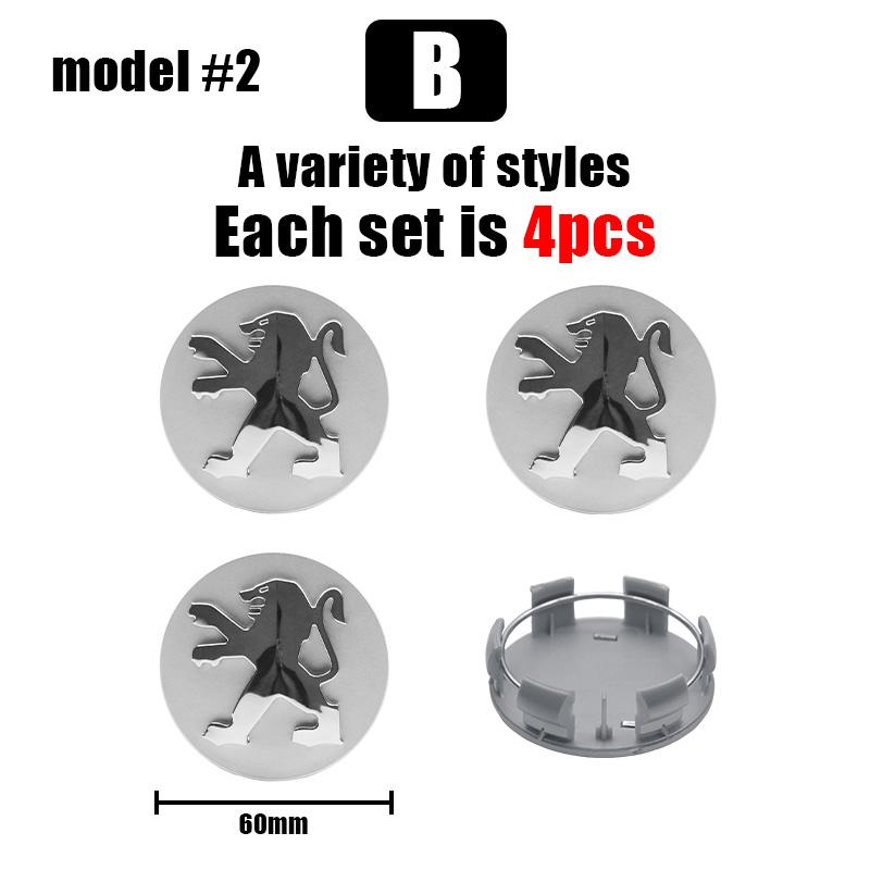 2026 Hot Car Sticker 4pcs Car 60MM Wheel Center Covers Hub Caps Badge Emblem For Peugeot 405 605 806 RCZ 206 207 208 306 307 508