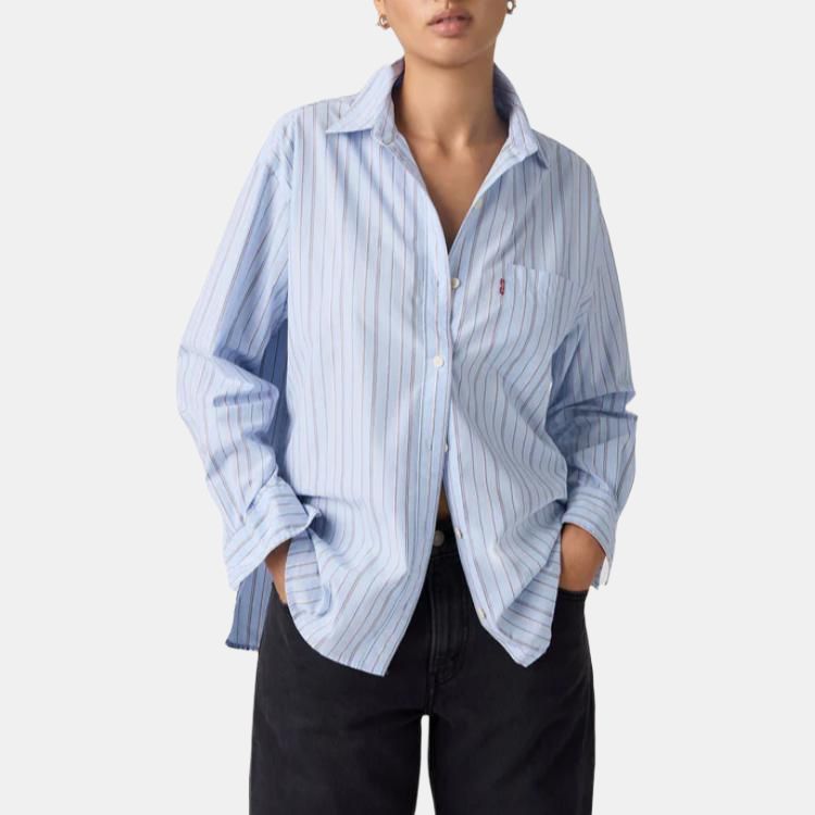 Levis Wygodna Wszechstronna Modna Codzienna Luźna Koszula z Długim Rękawem Damskie topy 001HM-0014
