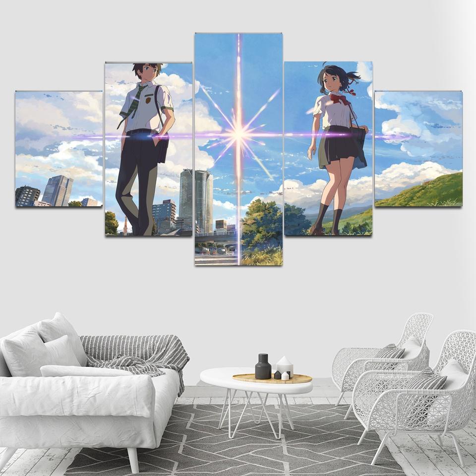 

Плакат с принтом на холсте, украшение для дома, 5 шт., анимация, ваше имя, картина, настенное искусство, HD-изображения, модульная рамка для гостиной 20x35cm*2 20x45cm*2 20x55cm*1