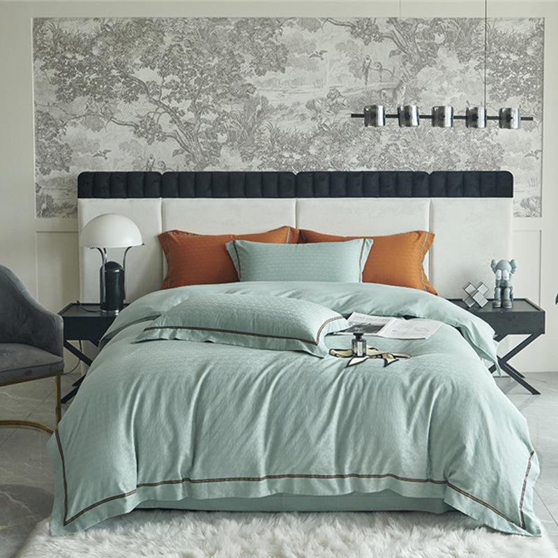 Pure Lust Style Cotton Type A Washed Long-staple Cotton Jacquard Four-piece Set 100 Count Four-piece Set