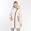 Women Winter Causal Down Cotton Parkas Jacket Coat Middle Long Hooded Stand Collar Zipper Warm Slim Pocket Solid Color