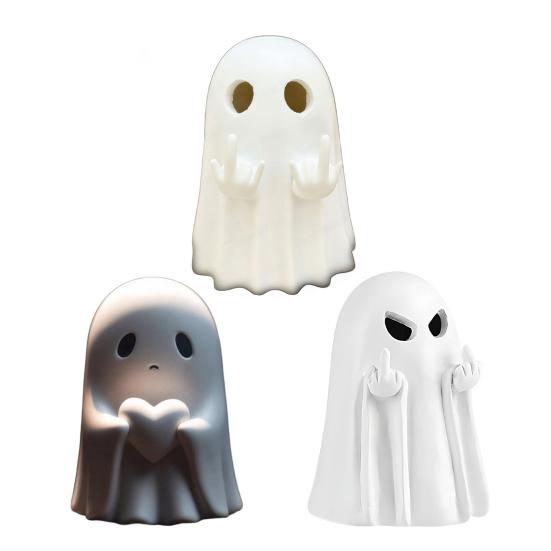 Halloween Kjærlighetshjerte Spøkelse Figur Frekk Langfinger Spøkelsesstatue Resin Skulptur Hjem Kontor Skrivebord Dekorasjon Ornament