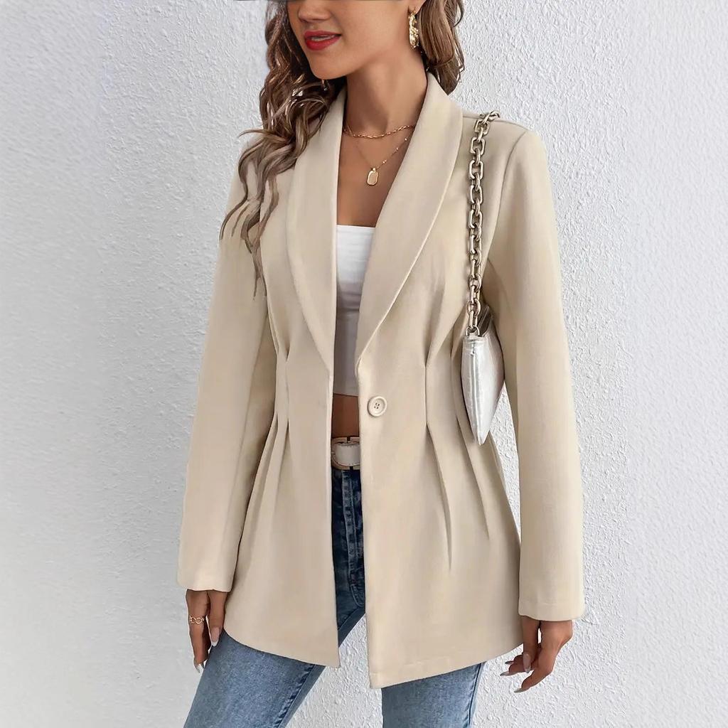Spot European and American women's clothing elegant fashion temperament commuter slim suit jacket woolen suit jacket