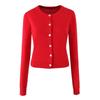 Autumn Dopamine Frankies American Sexy Round Neck Minimalist Shell Button Knitted Cardigan Silm Short Top