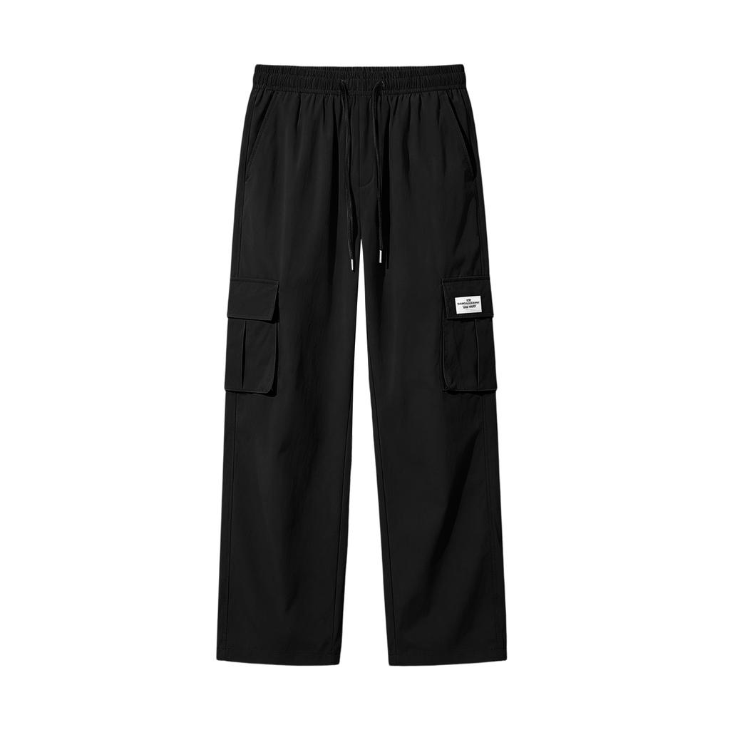 Men's Casual Straight Leg Cargo Pants with Ice Silk Fabric for Summer Wear