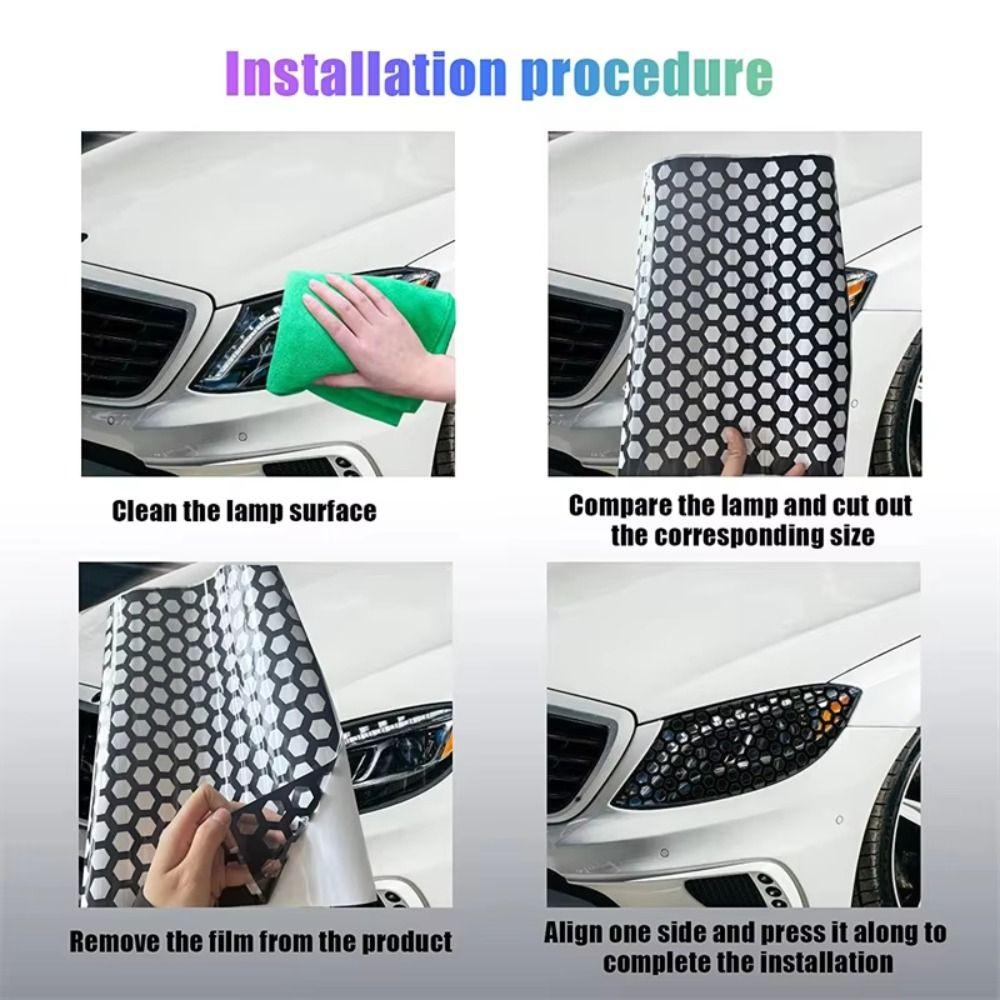 48x30cm Wabenmuster Autoaufkleber DIY Universelle Auto-Rücklicht-Lampenaufkleber Hohlgitter Auto-Rücklichtabdeckung Auto-Wrap-Dekoration