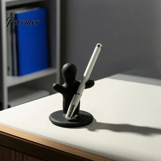Creative Stationery Holder 3D Printed Funny Figure Pen Holder, Black White Humanoid Desk Office Accessories Organizer for Pencils Pens, Unique