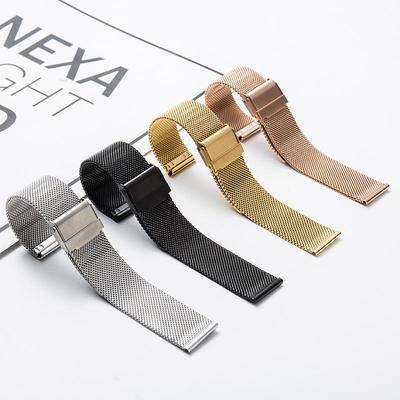 Cinturino per orologio a maglia milanese in acciaio inossidabile da 0,6 mm con doppia chiusura.