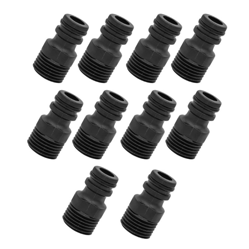 

10Pcs Plastic Garden Hose Quick Connects Adaptors Garden Irrigation Hose Adaptors 1/2Inch Threaded Suitable for Pipes 1 чёрный