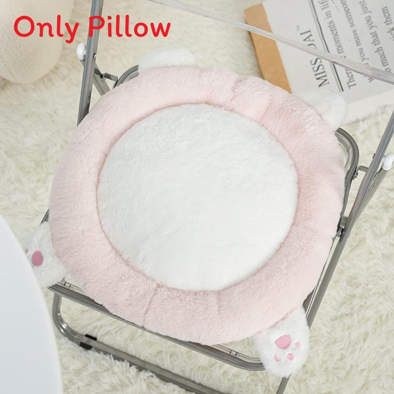 Cute Panda Round Plush Cushion With Faux Fur Cover For Bedhead Lounge And Back Support