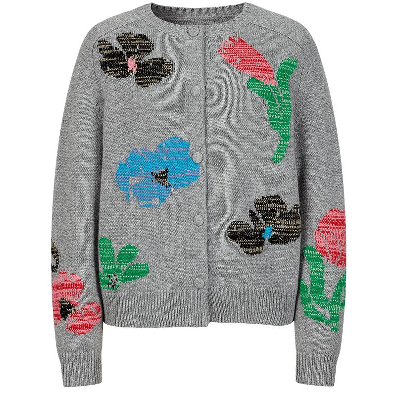 

Annacau Women s Wool Jacquard H-Line Cardigan S