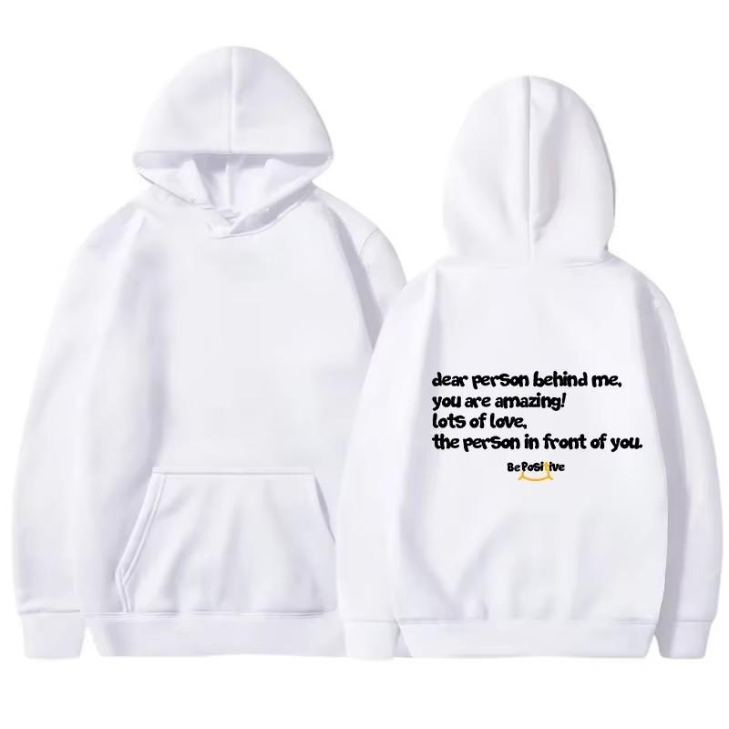 DEAR PERSON BEHIND ME Women's Fleece Hoodie with Lettering Slogan Print Kangaroo Pocket Drawstring Print Hoodie Oversize