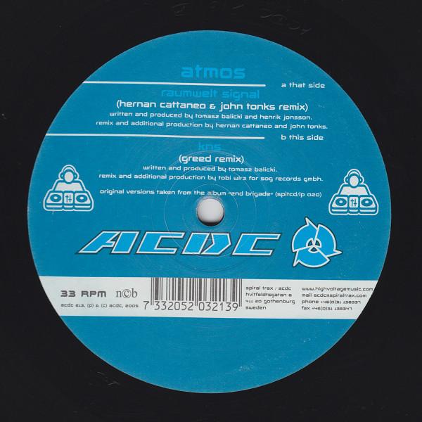 

12inch Record ATMOS - Raumwelt Signal / KNS (Remixes) ACDC213 ACDC 2005 Sweden Dance & Electronica Used