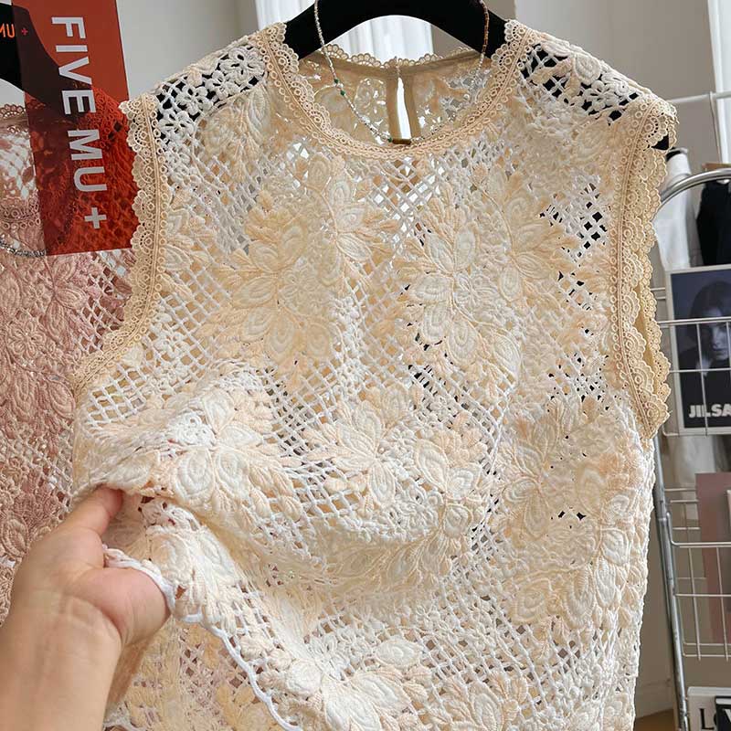 

Жилет женский летний с принтом скелета, без рукавов, топ, однотонный повседневный кружевной жилет-майка XXXL бежевый