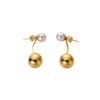 Round Bead Pearl Earrings Front And Rear Hanging Stud Earrings Xiaohongshu Temperament High-End Temperament Versatile Earrings