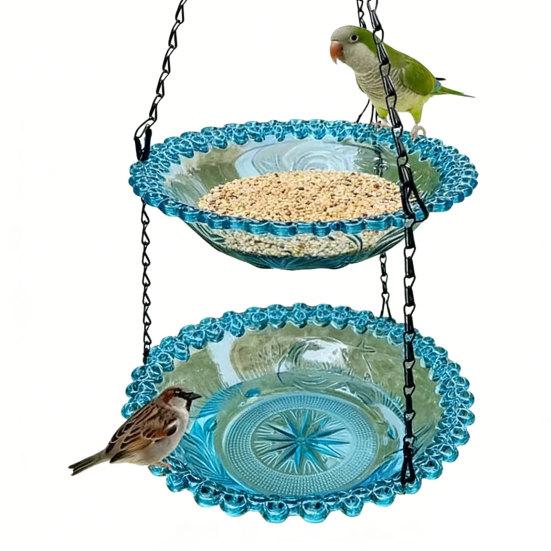 Hanging Bird Bath And Feeder Outdoor Bird Bath Feeder Bowl Bird Bath Bowl Attracts Wild Birds for Garden Yard Decor