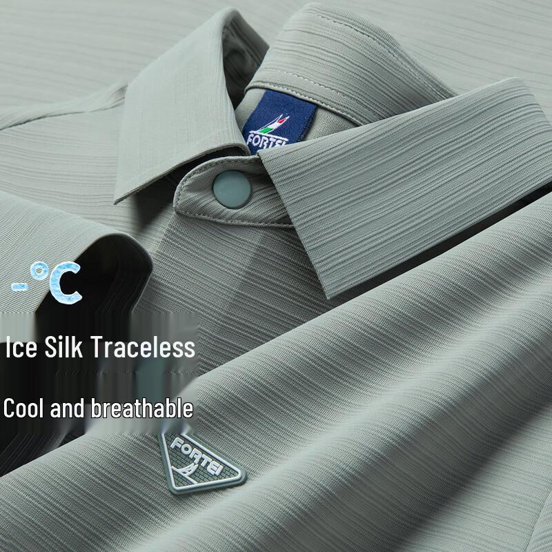 FORTEI Men s Seamless Ice Silk Cool-Touch Polo Shirt L