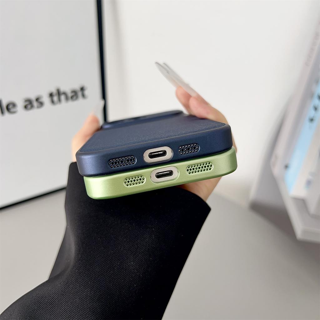 For iPhone 16 Pro Max Case Precise Cutouts Textured PU Leather Coated PC + TPU Phone Cover