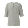 Men's Summer Loose Casual Cotton Linen Short Sleeve Top Color Short Sleeve T-Shirt