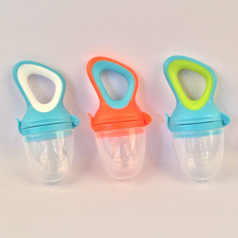 Baby Fruit & Veggie Teething Feeder - Pushable Teether Bag for Easy Self-Feeding