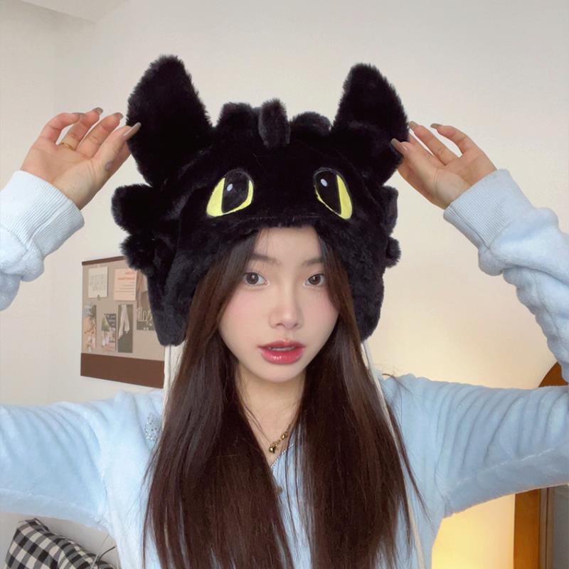 Anime Peripheral Beast Ear Hat Meow Meow Cute Plush Hat Warm Versatile Lace-Up Ear Hat Trendy Hat