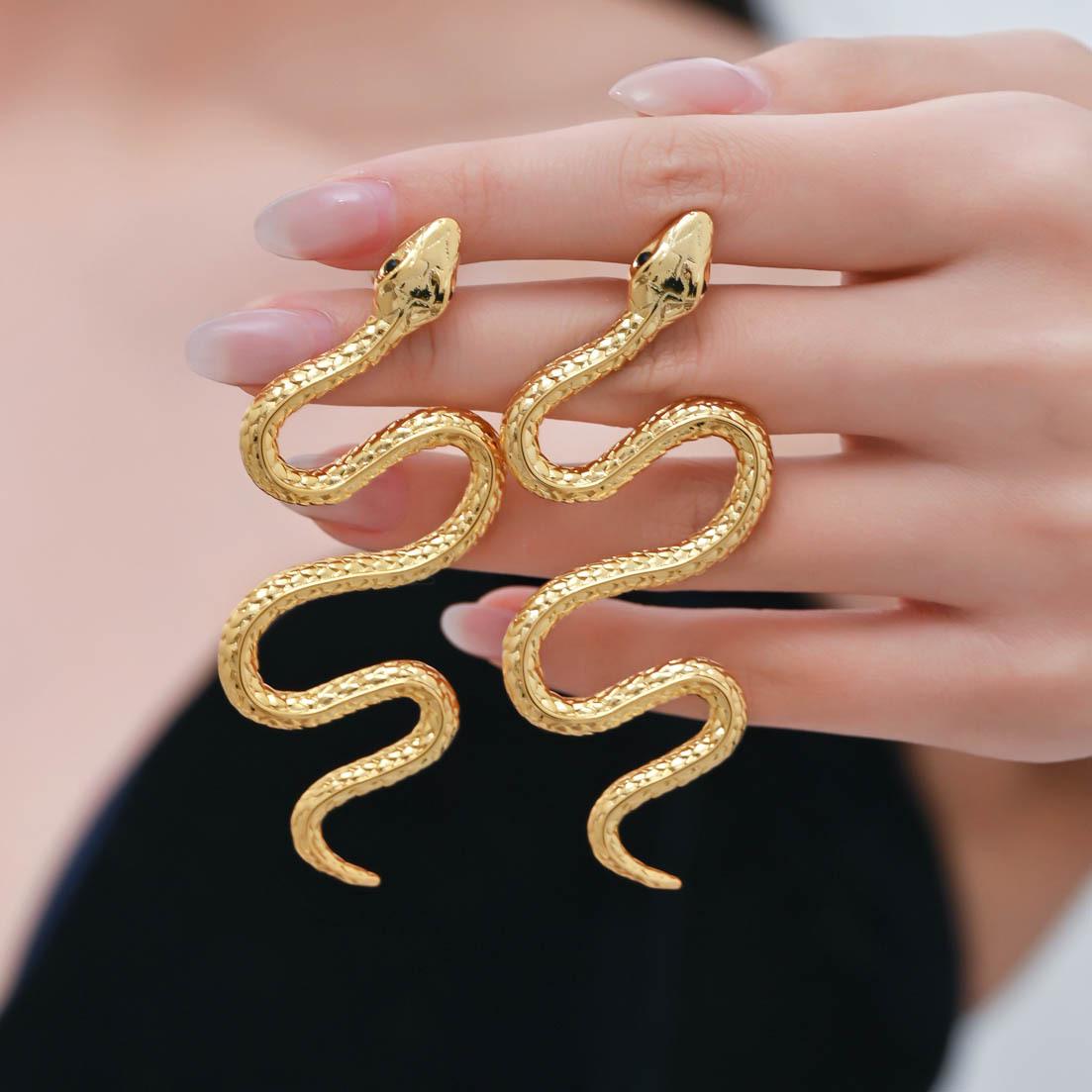

Trendy Zodiac Snake Earrings - Polished 925 Silver Studs, European & American Style